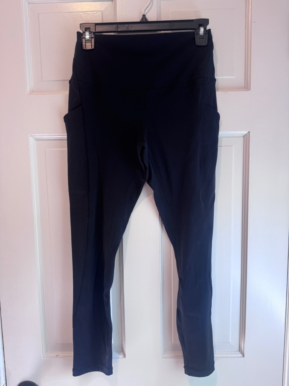 Quince Black High Waisted Leggings Side Pocket Size M